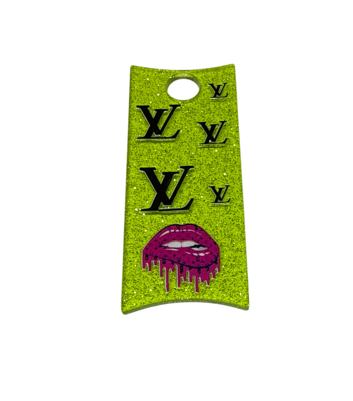 Green lips lv Tumbler glitter plate cover