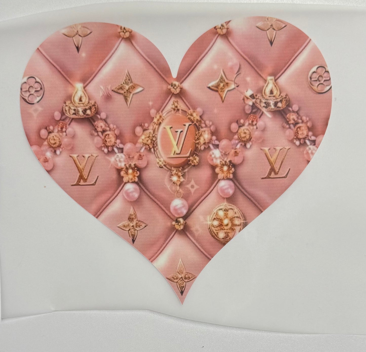 Pink LV Heart Beads DTF Heat Transfer