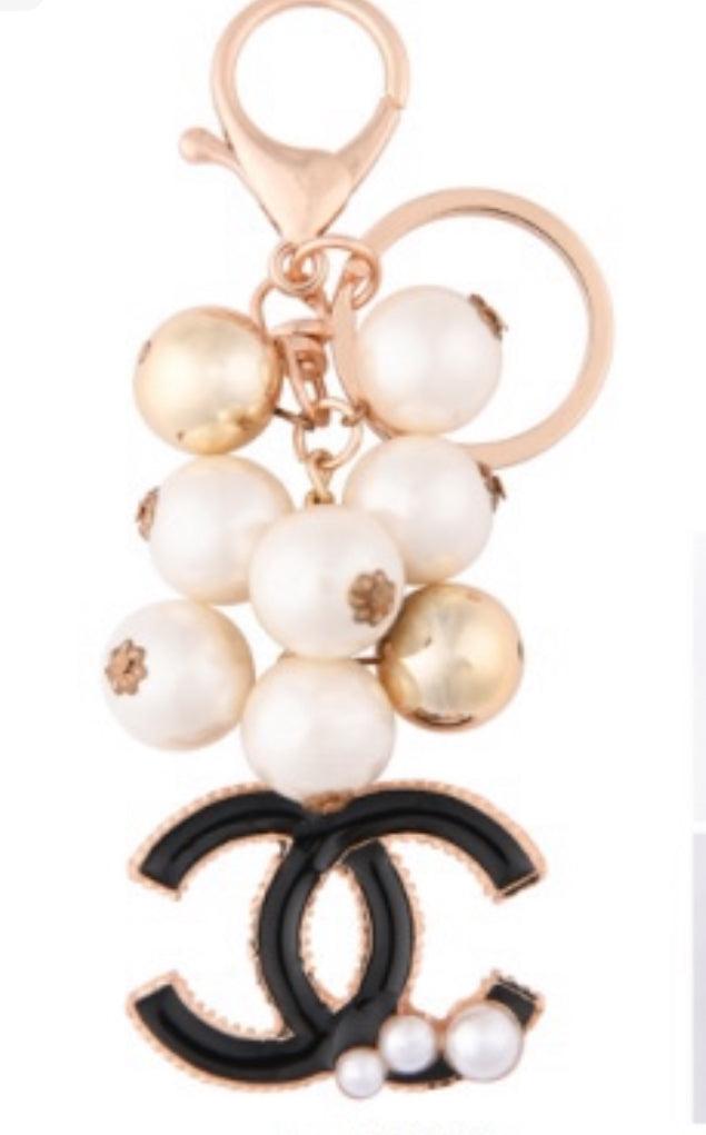 Black cc Metal Keychain