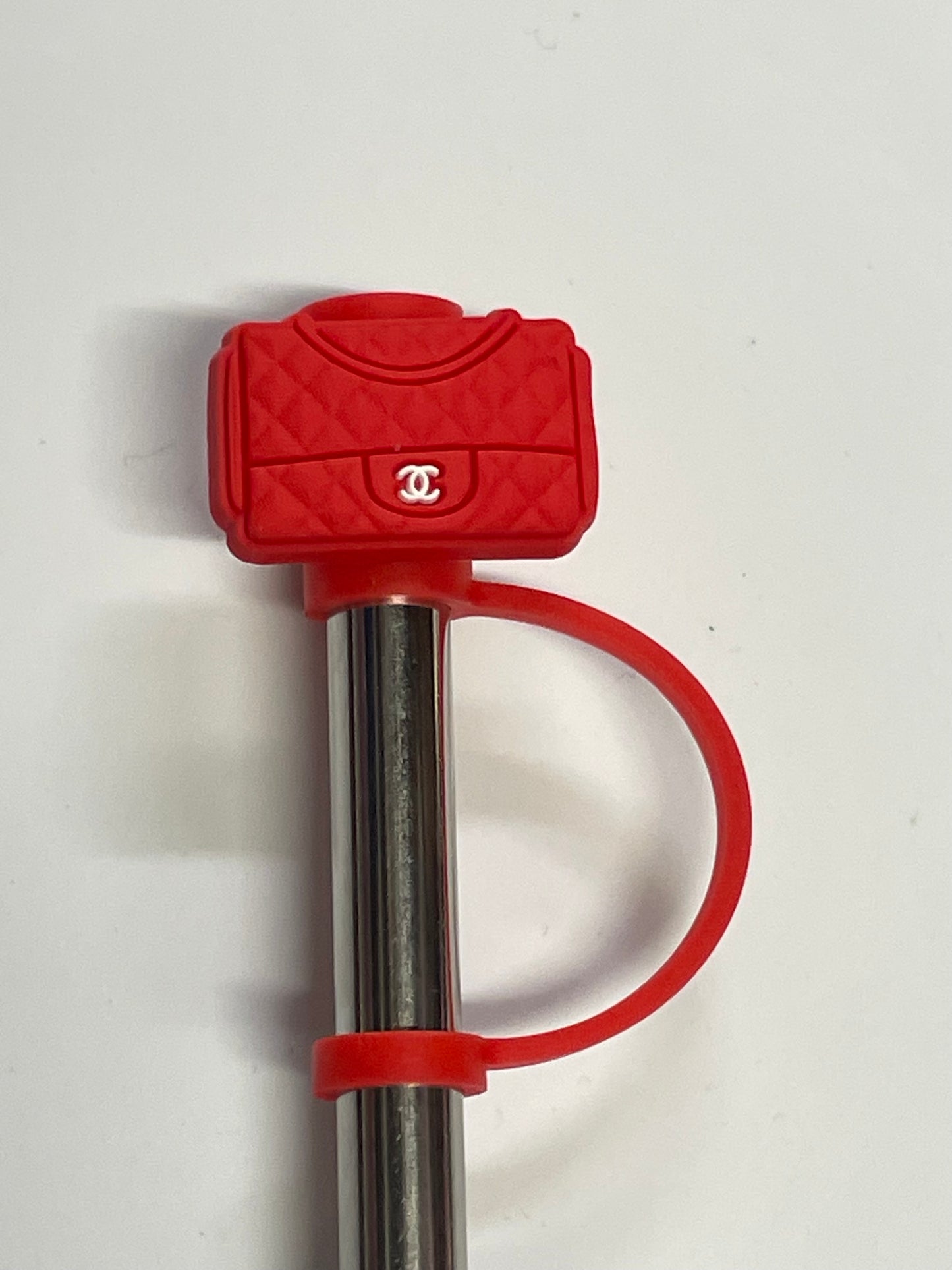 Red cc purse Straw Topper