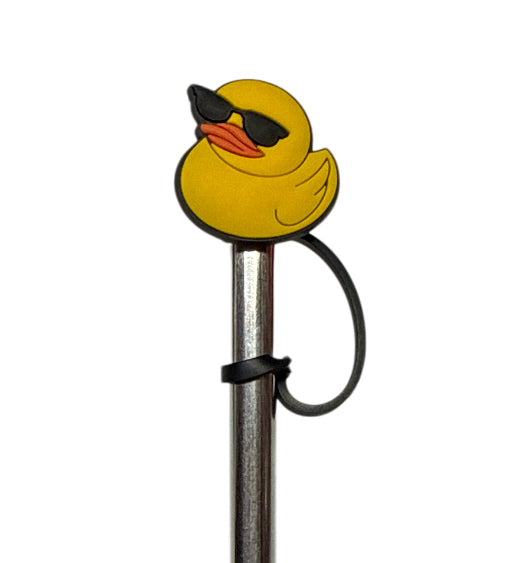 Duck with sunglasses Straw Topper