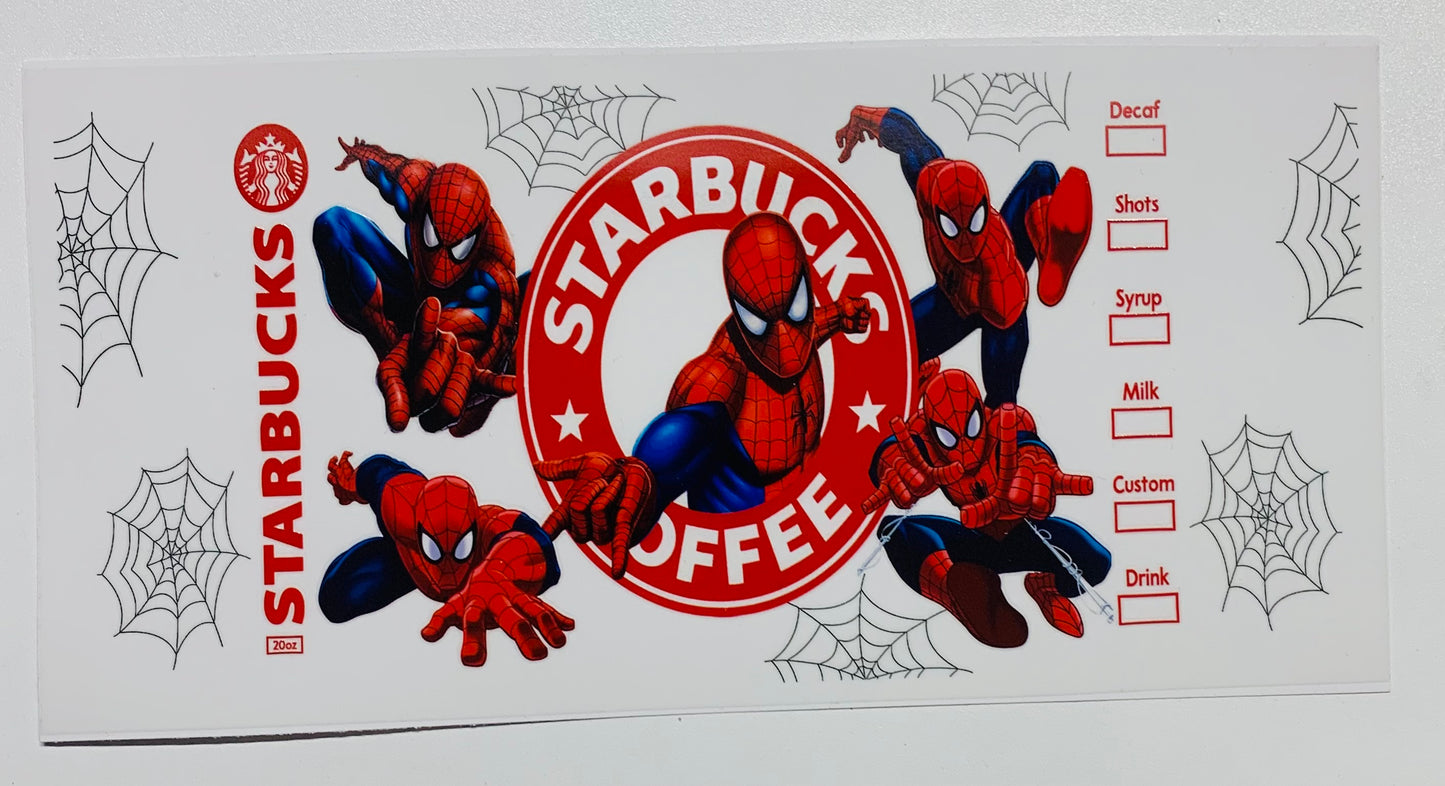 Spiderman Starbucks Coffee Cup Transfer