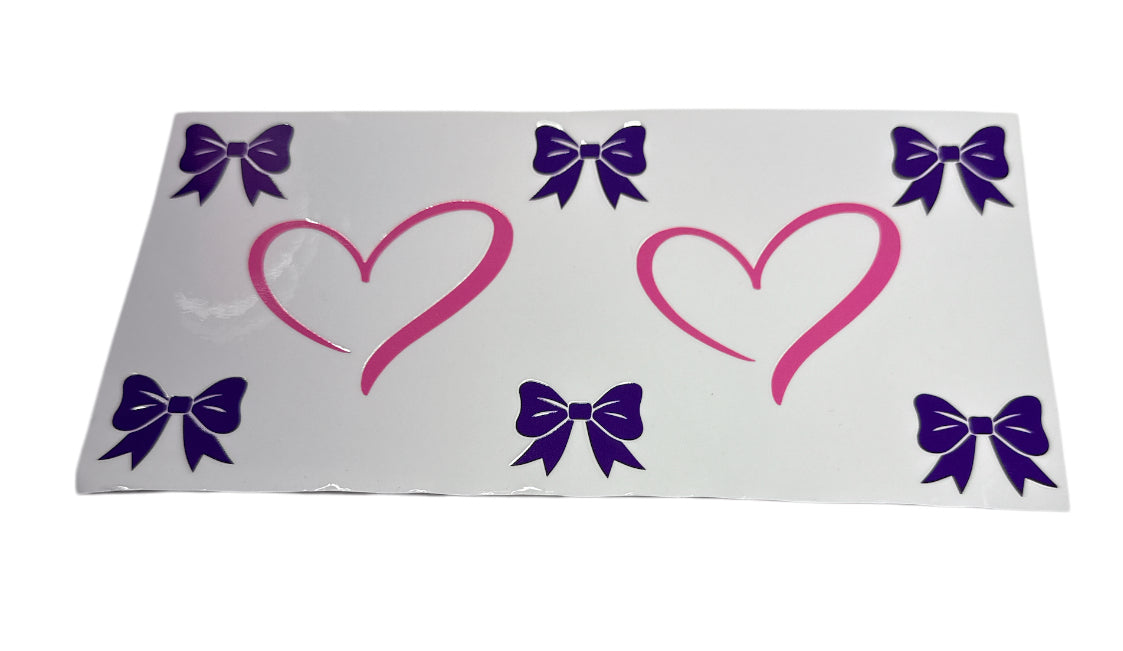 Pink hearts purple bows Cup Transfer