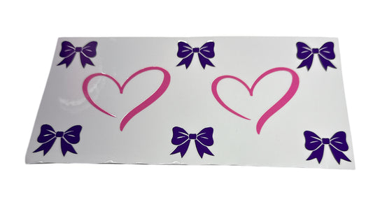 Pink hearts  purple bows Cup Transfer