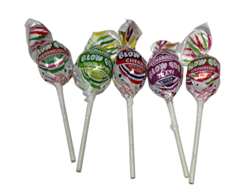 Charms blow pops filled with bubble gum