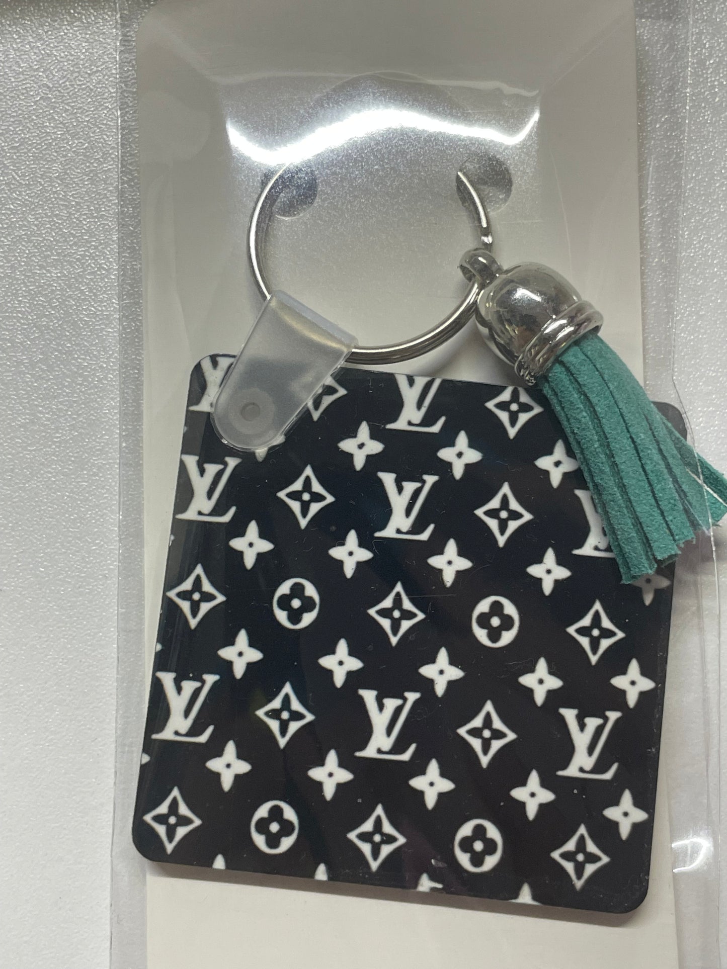 Lv black & White square Keychain