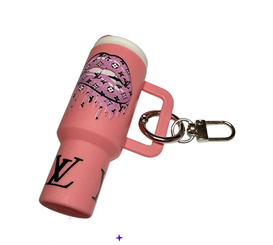 Lv lips light pink Cup Storage keychain