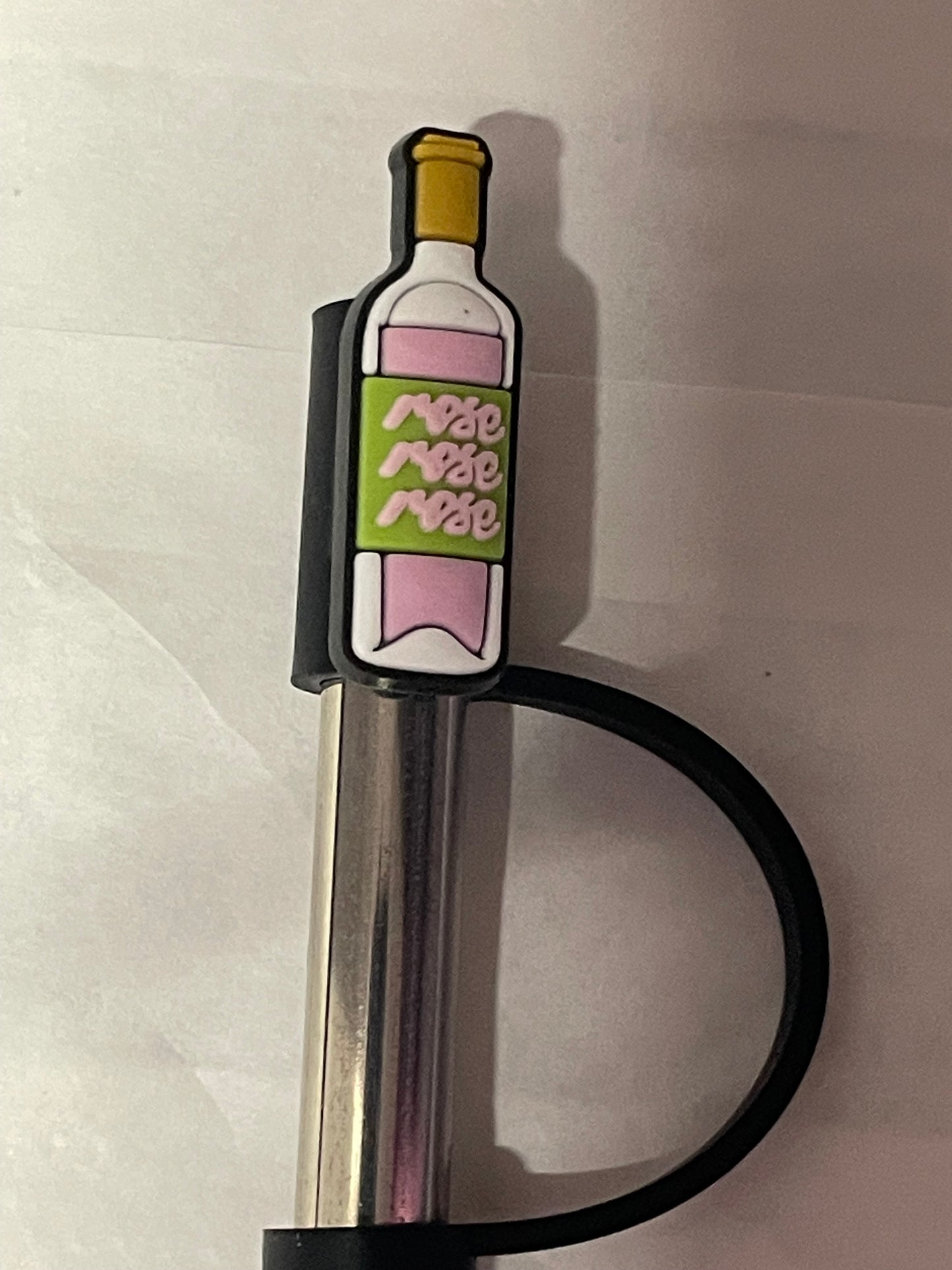 Rose pink green wine Straw Topper