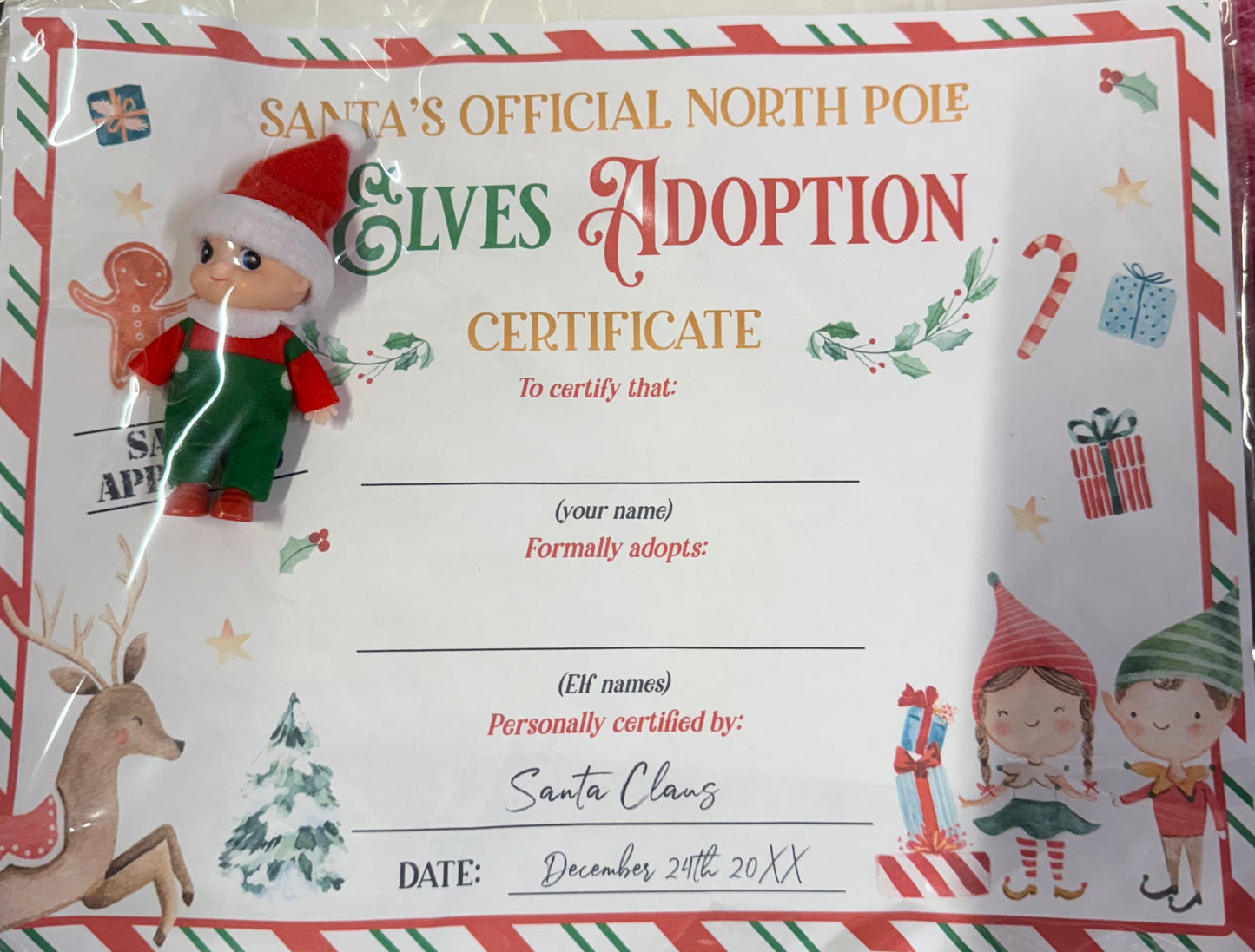 Green Baby Elf with Birth Certificate