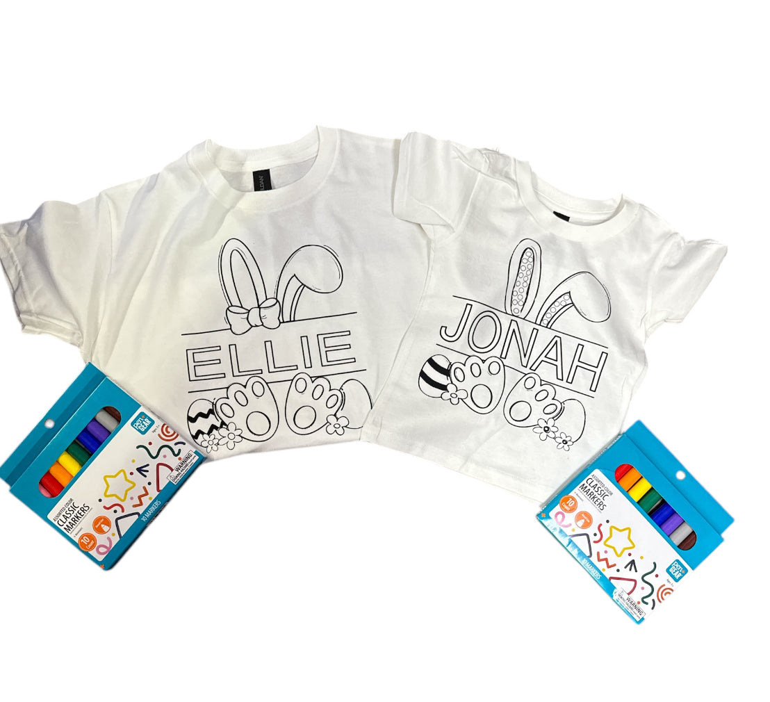 Color your own t shirt girl bunny with markers Shirt