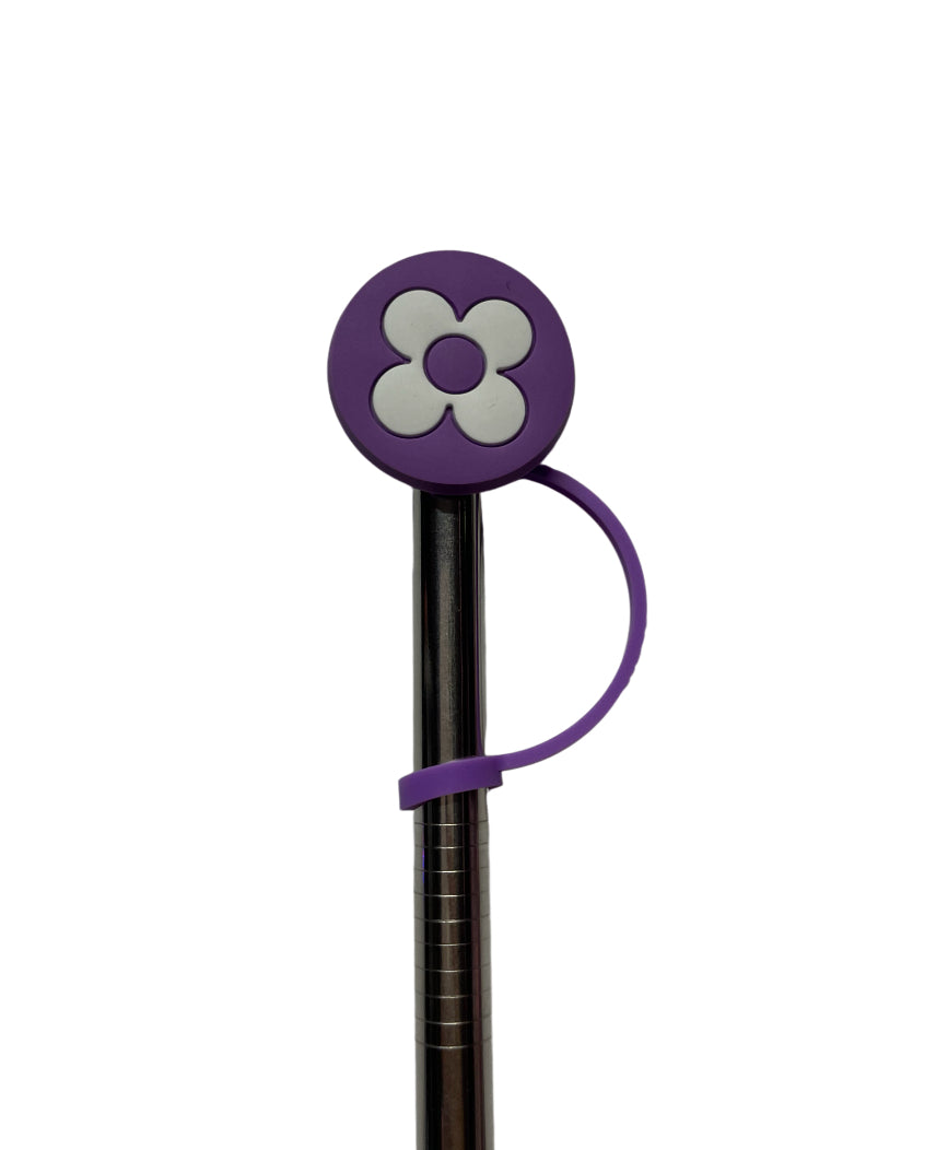 Flower purple lv circle Straw Topper