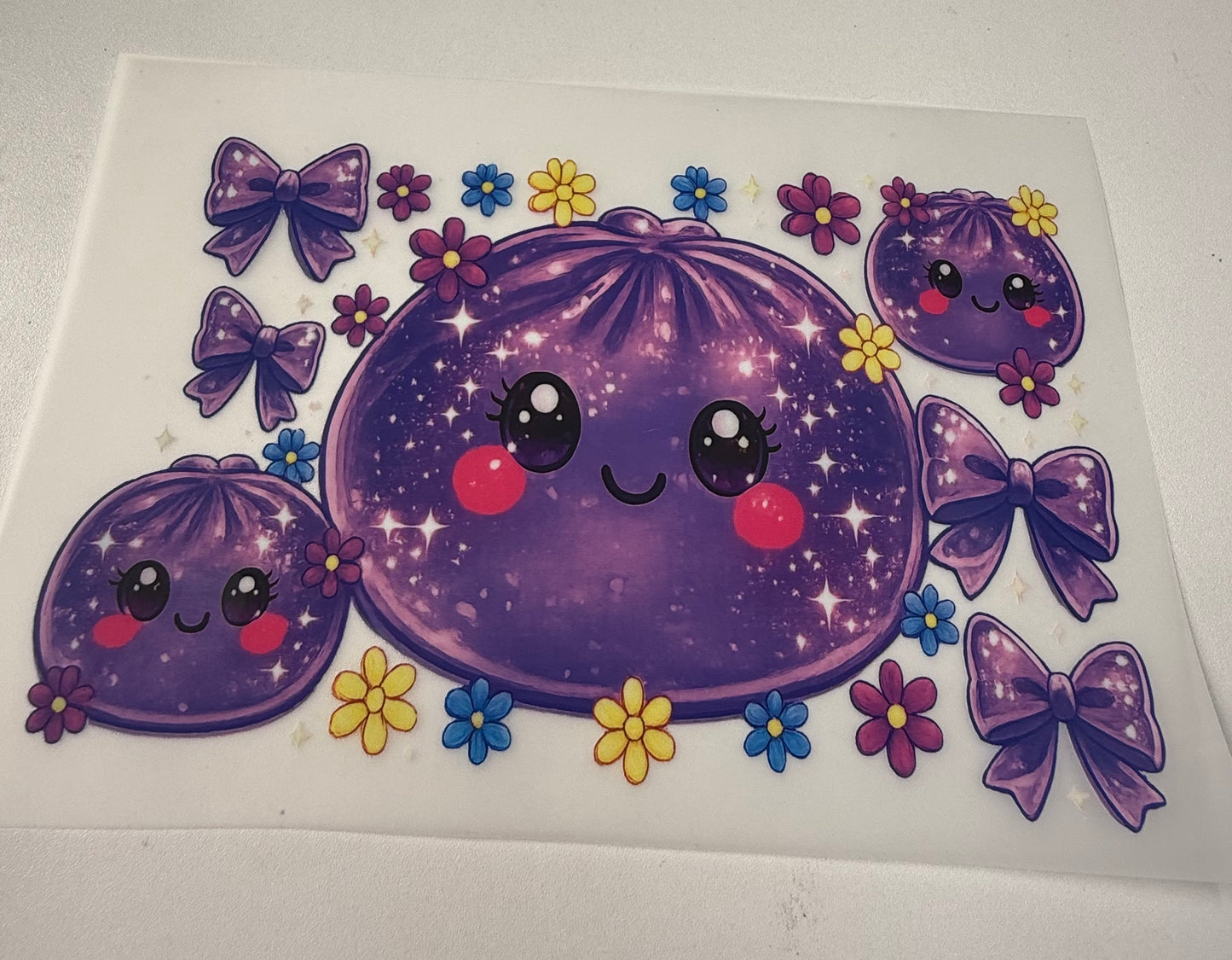 Squishy purple DTF transfers