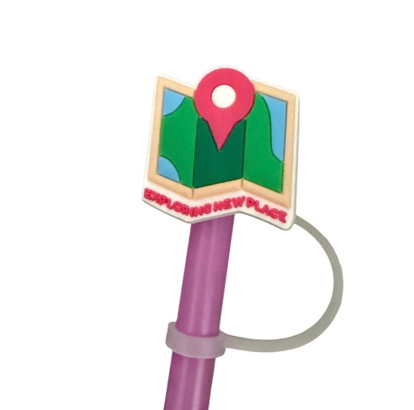 Travel map Straw Topper