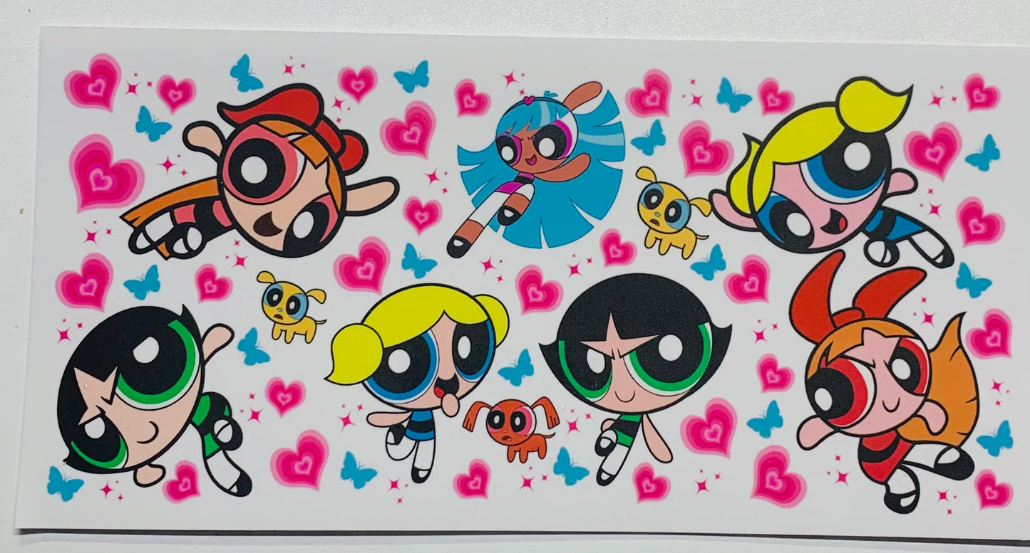 Powerpuff Girls Hearts and Butterflies Cup Transfer