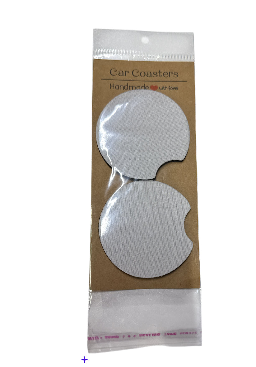 2 blank sublimation car coaster & packaging