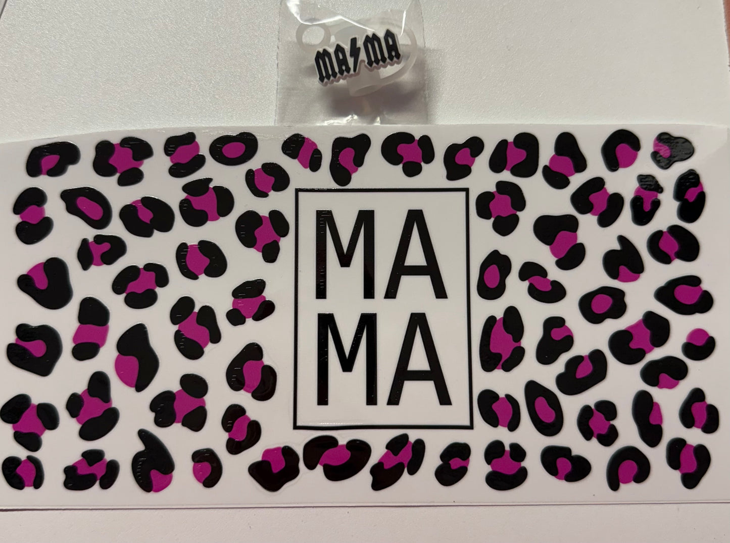 Mama cheetah Cup Transfer & Straw topper