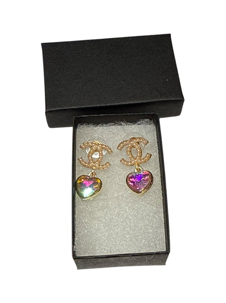 Cc stud hanging earrings gold #18