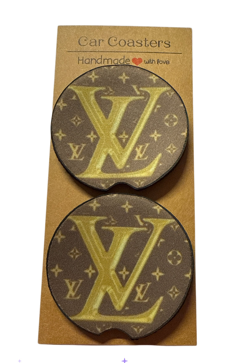 Lv gold brown coasters