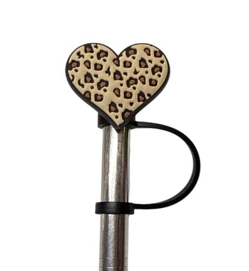 Heart cheetah Straw Topper