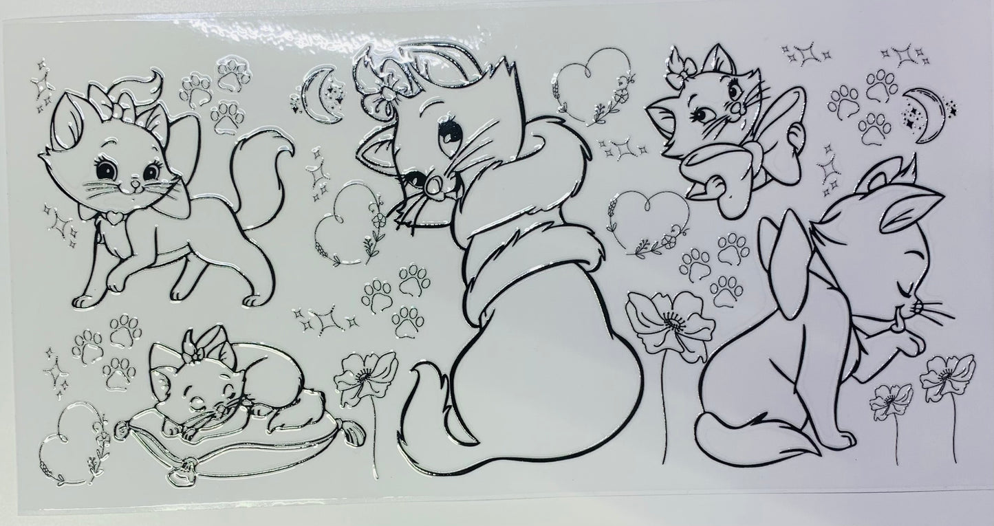 Marie the Cat From Aristocats Black Cup Transfer