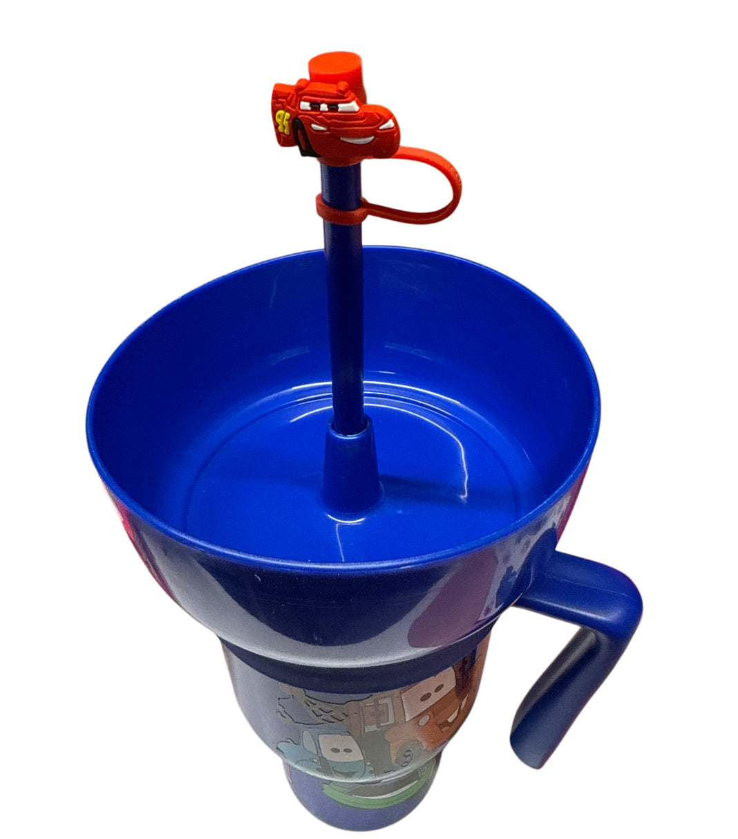 Cars Blue snack drink cup with straw topper