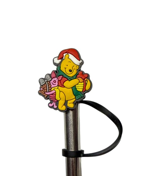Pooh piglet xmas honey Straw Topper