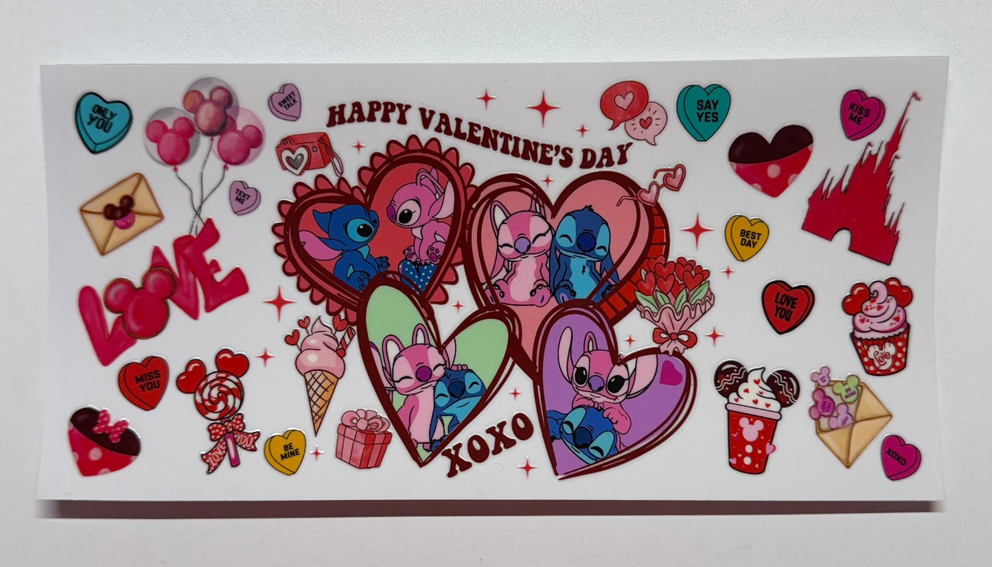Stitch and Angel 4 Hearts Happy Valentines Day XOXOCup Transfer