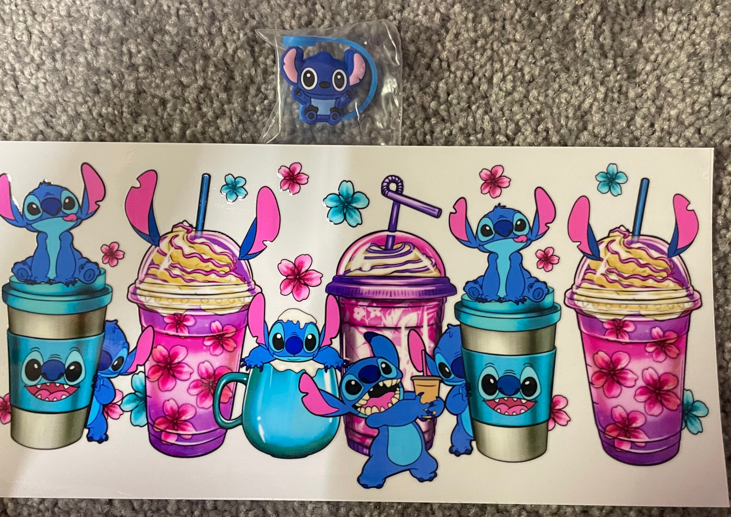 Stitch Drink Cup Transfer & Straw topper