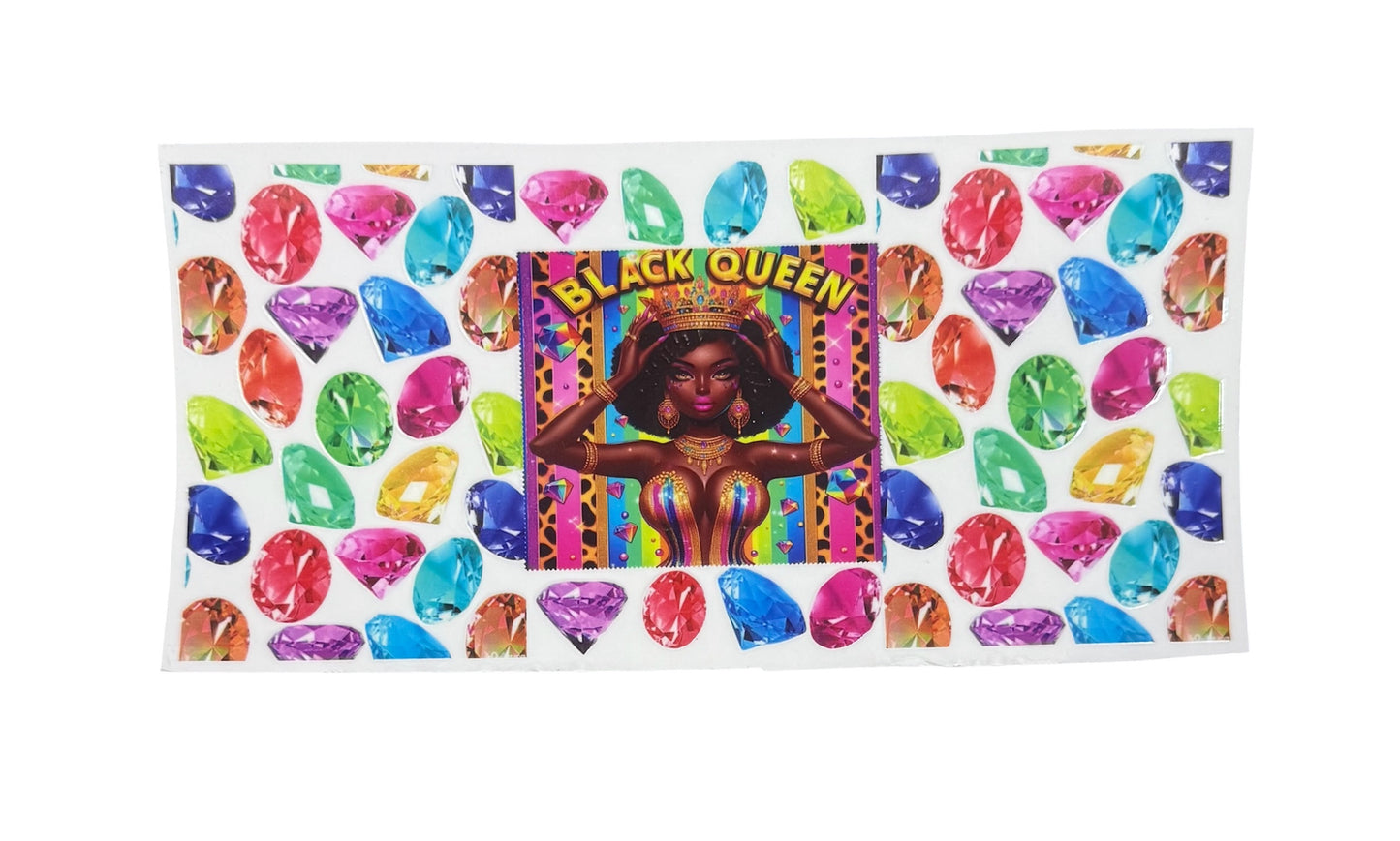 Black Queen Colorful Diamonds & Gems UV Cup Transfer
