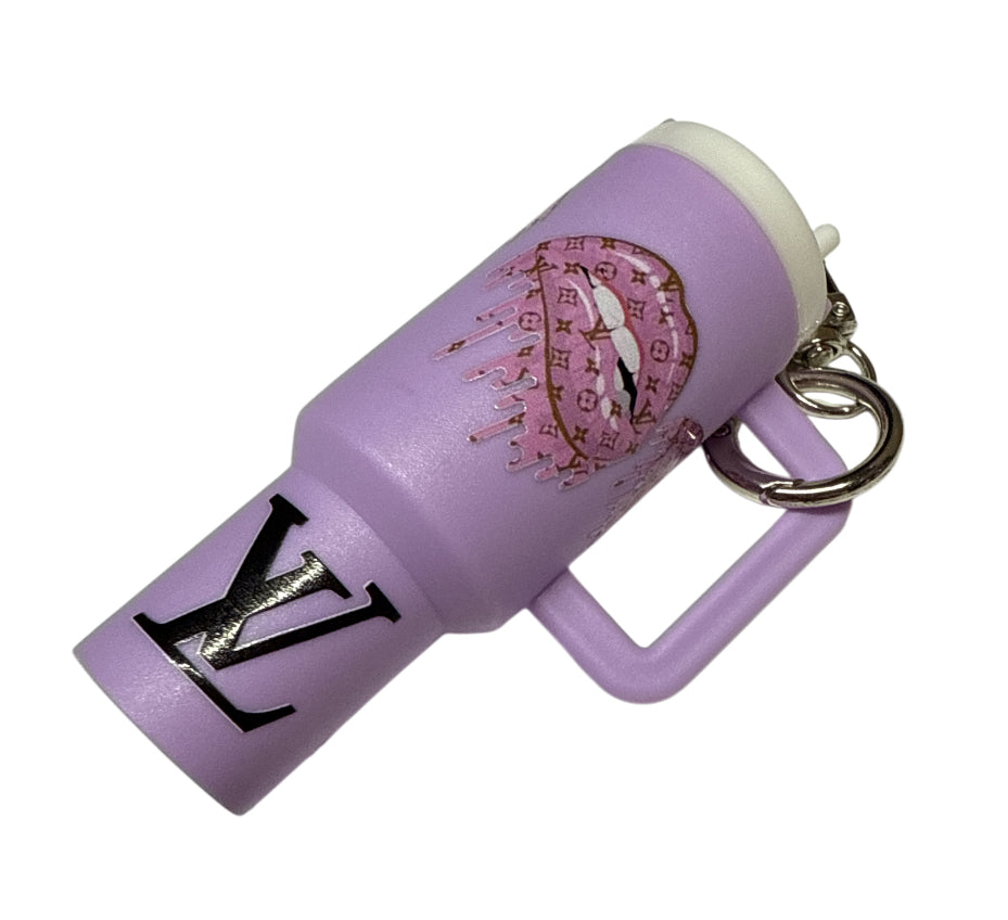 Pink lv lips Cup Storage keychain
