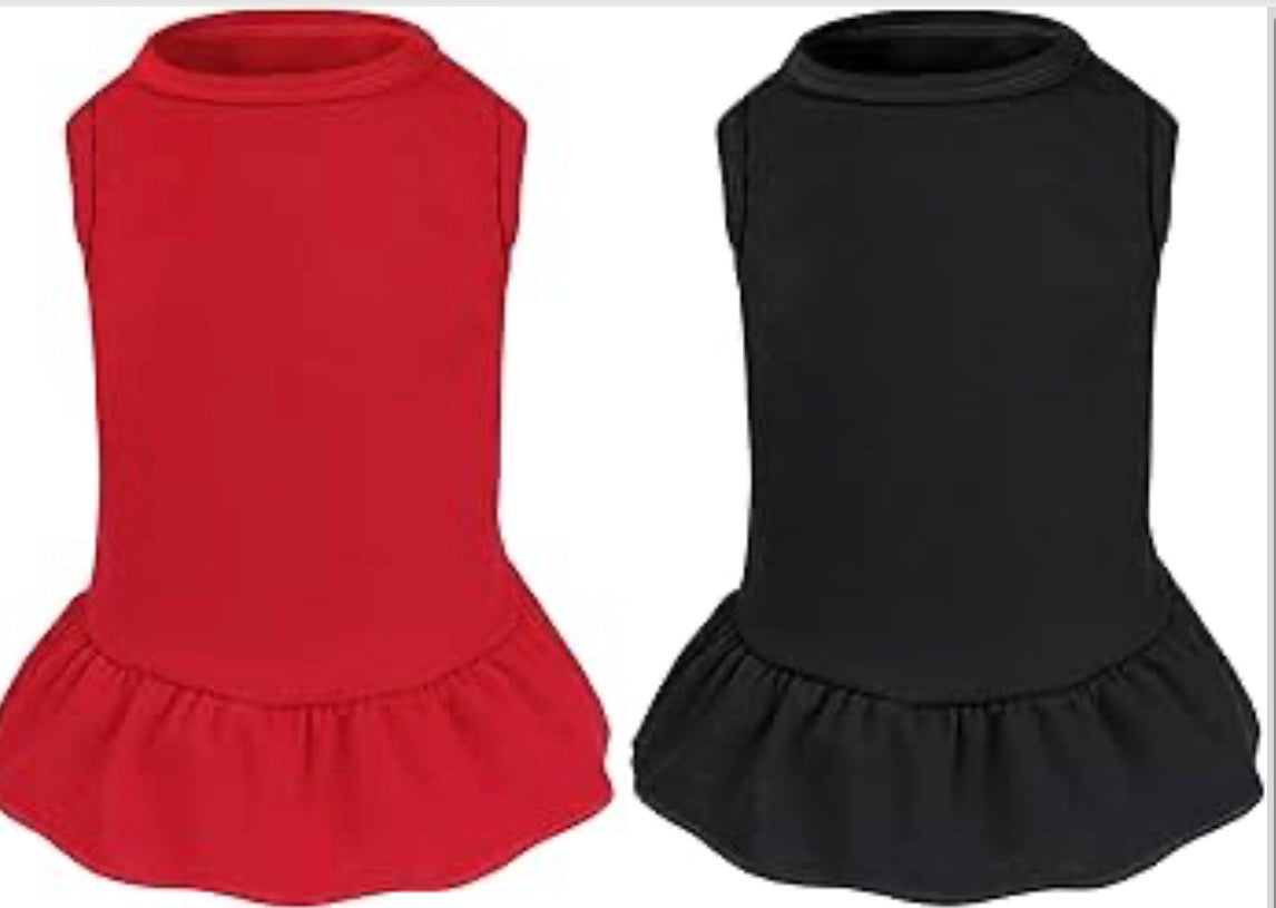 Custom dog dress red or black