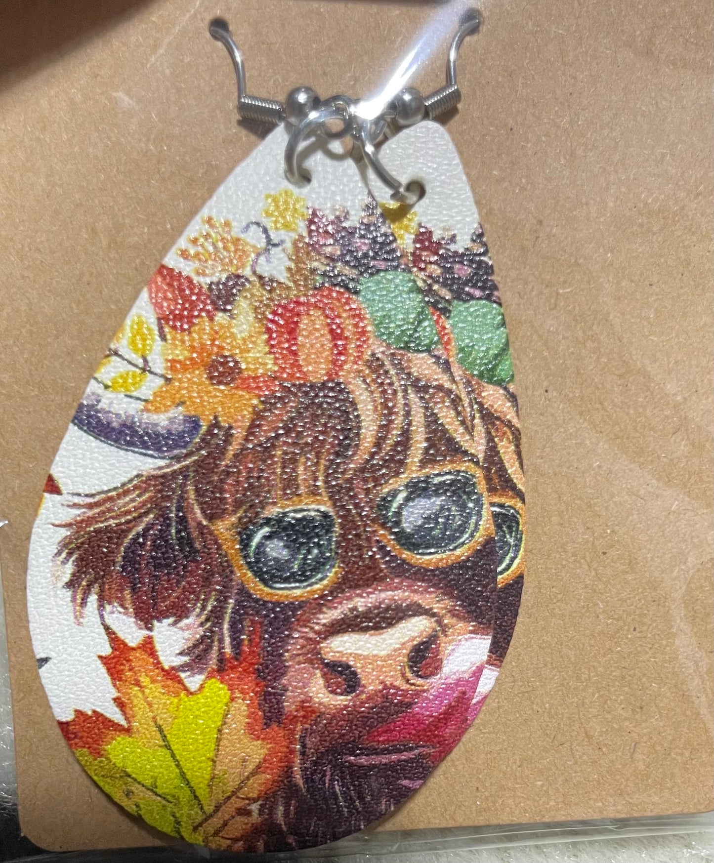 Fall Leaf Cow Earrings