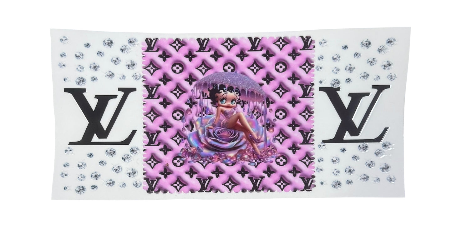 Betty Boop Pink & Black LV Diamonds UV Cup Transfer
