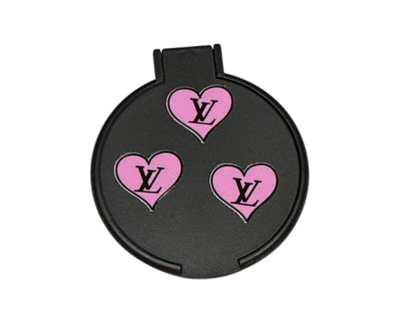 lv pink hearts pocket mirror