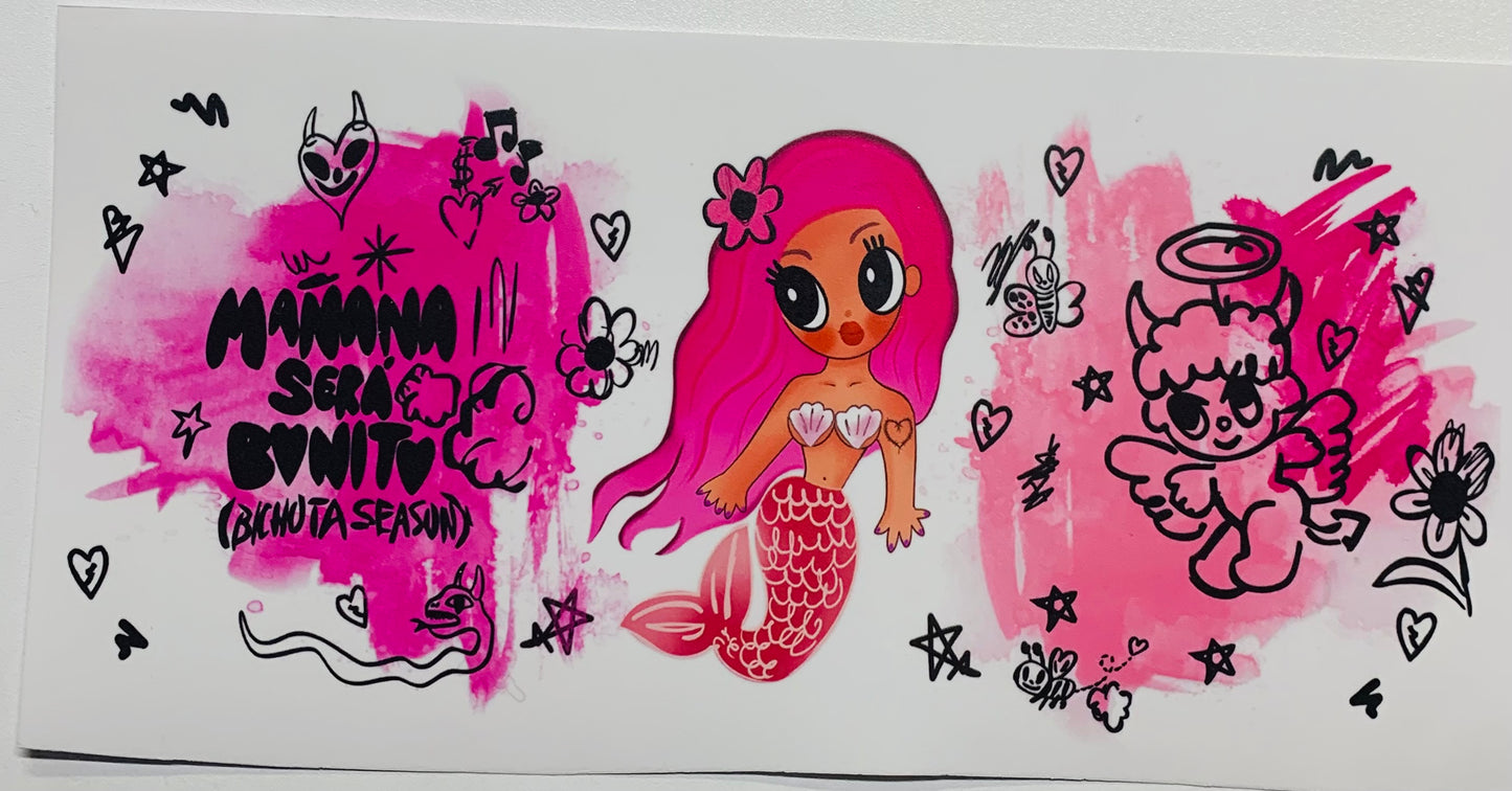 Karol G Manana Sera Bonito Bitchota Season Angel Devil Pink Cup Transfer