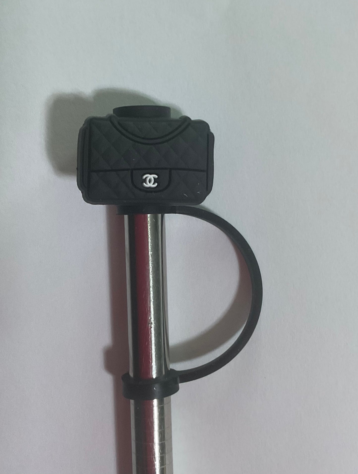 Black cc purse Straw Topper