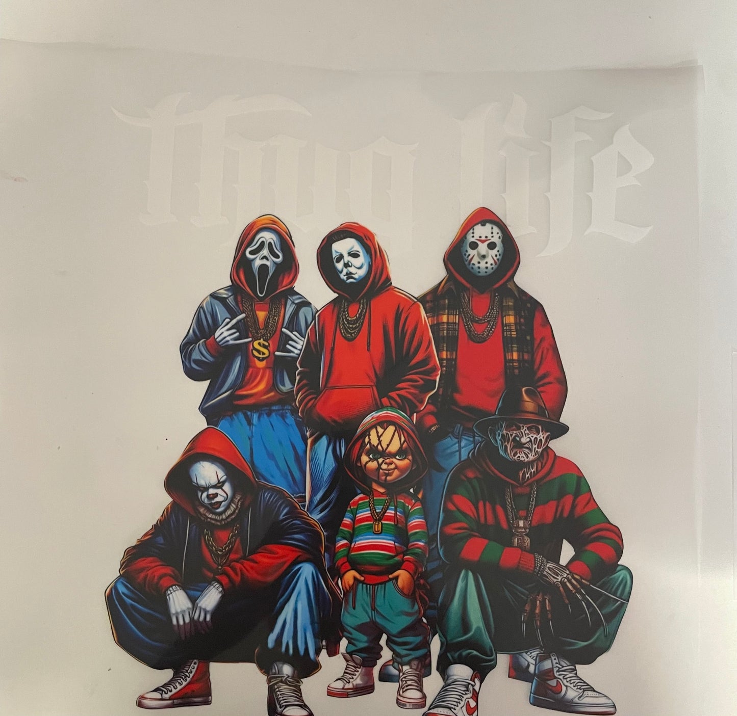 Thug life 6 white letters DTF Heat Transfer