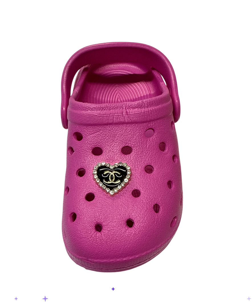 Cc heart metal Shoe Charm