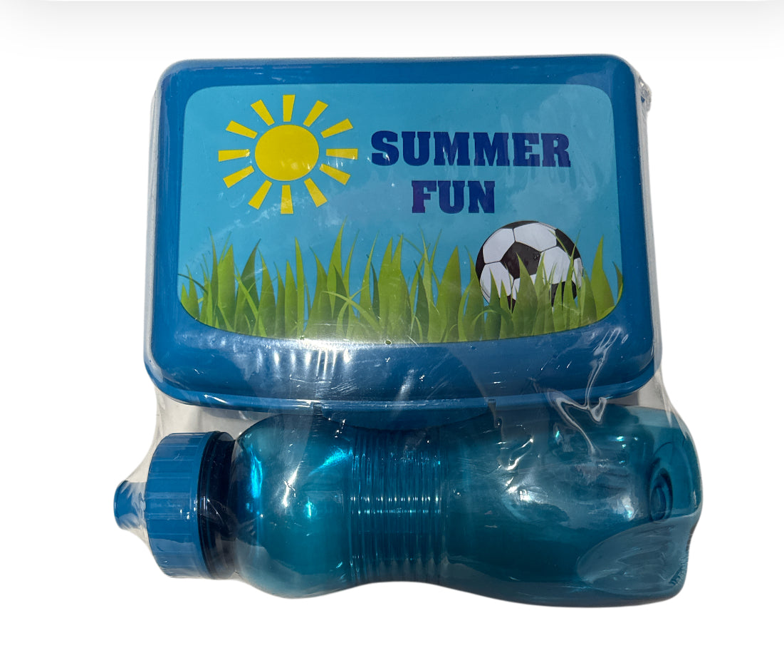 Blue Lunch box with water bottle