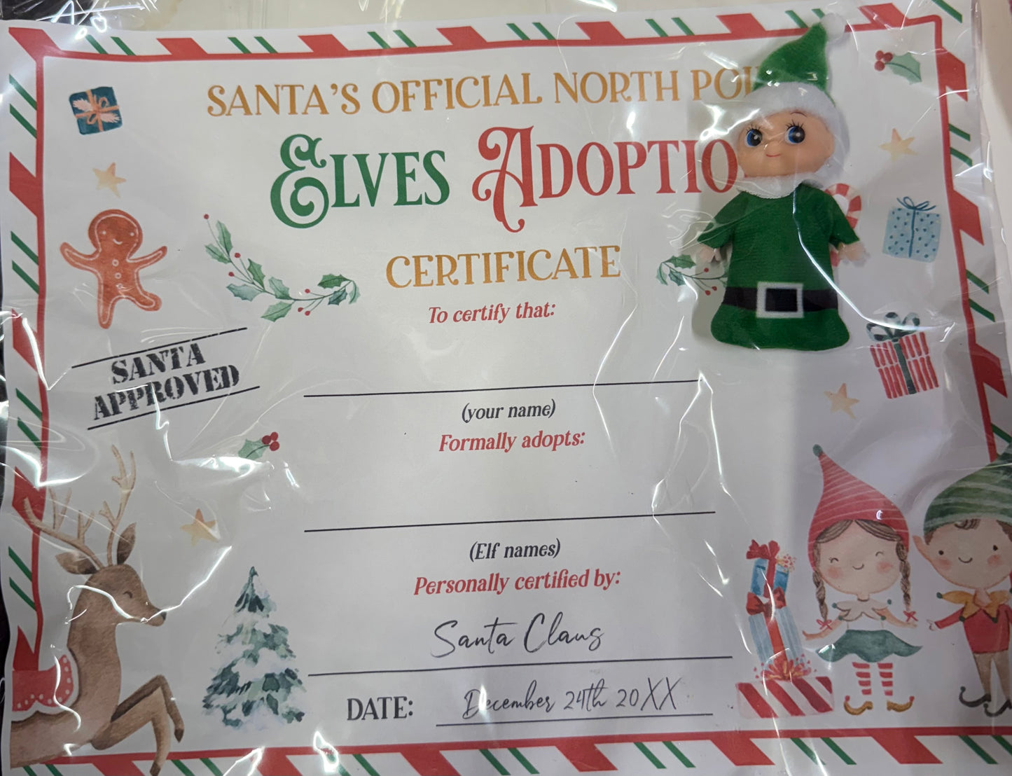 Green Baby Elf with Birth Certificate