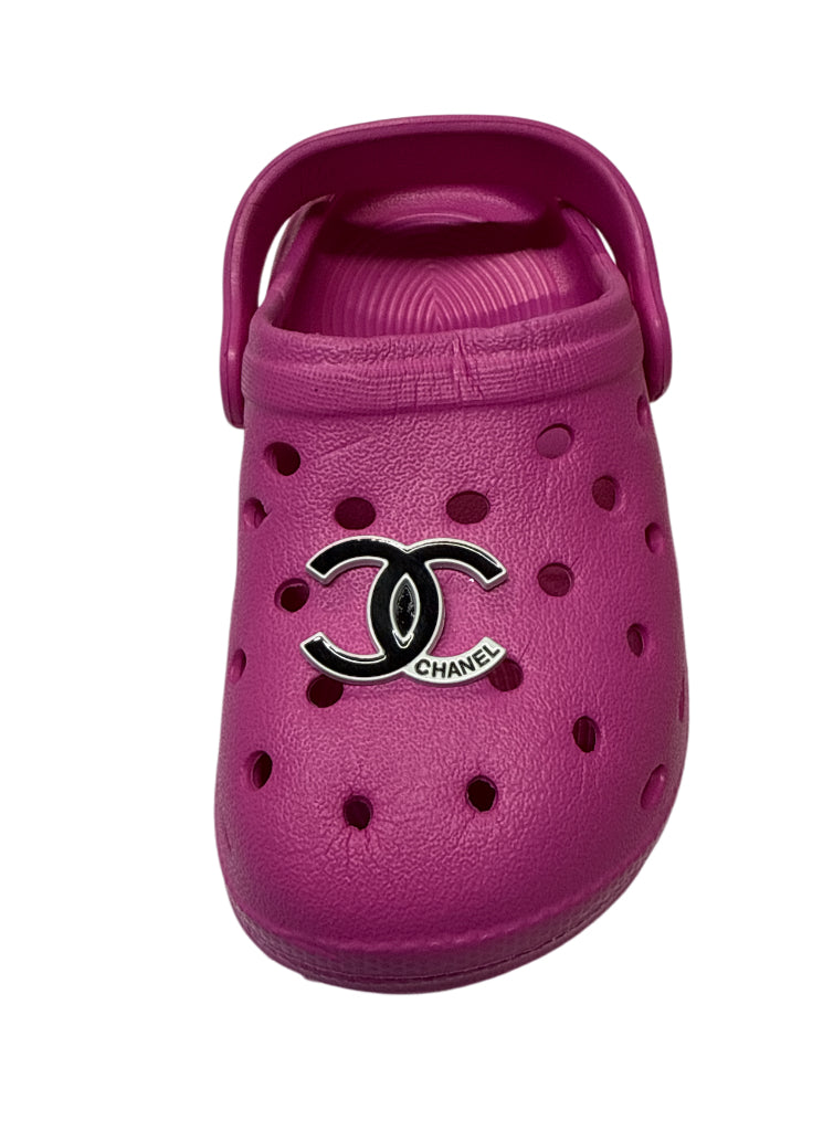 CC black & white metal Shoe Charm