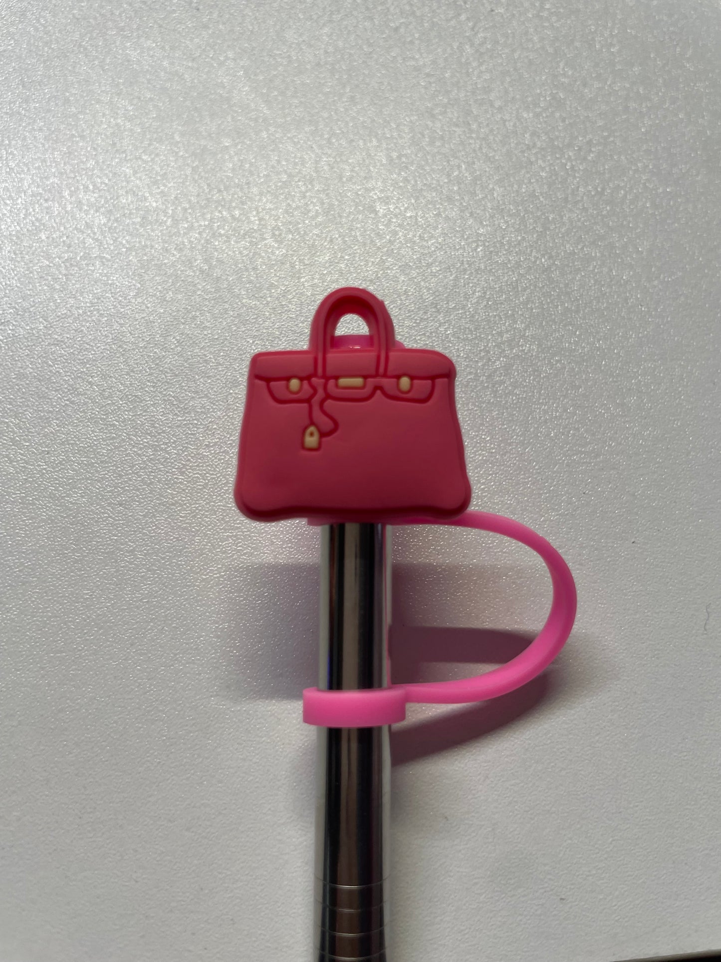 hermes  pink purse Straw Topper