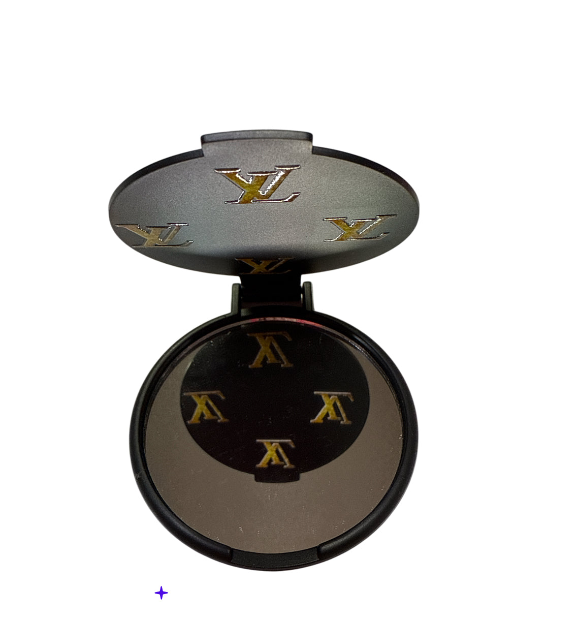 Lv gold glittery/black pocket mirror