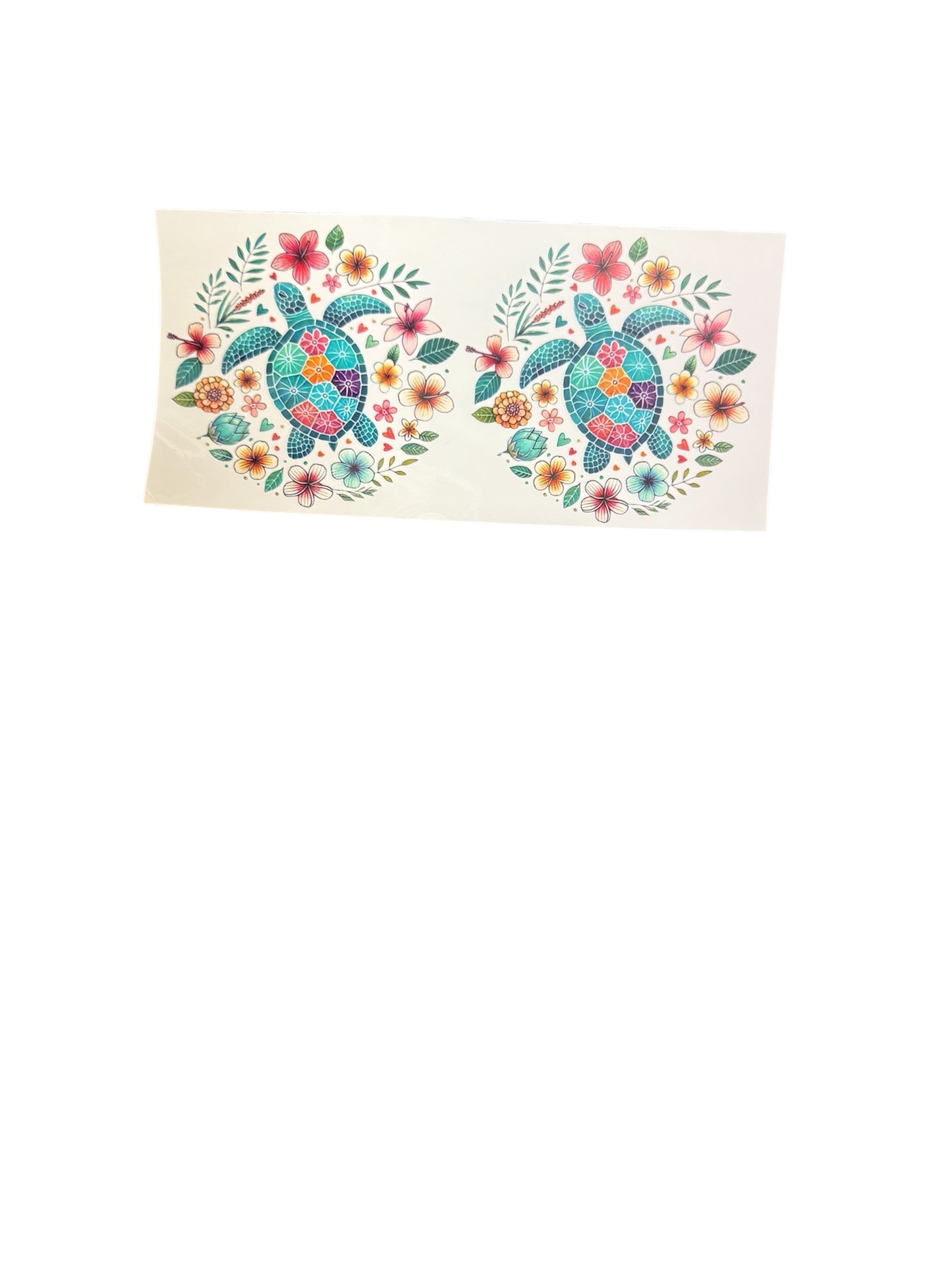 Turtle Tropical Flowers 2x UV Cup Transfer