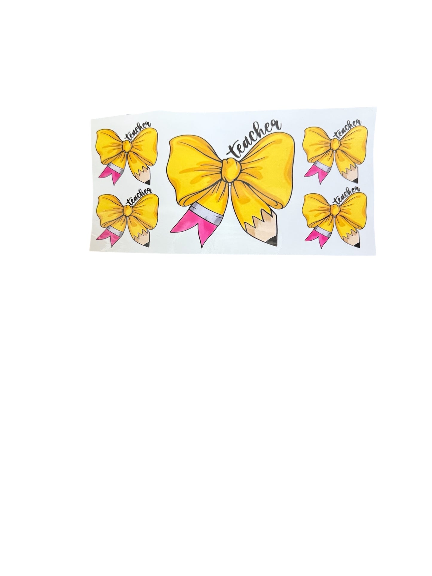 Teacher Pencil Eraser Bow 5 UV Cup Transfer