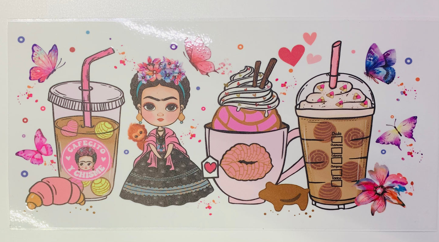 Frida Kahlo Cafecito Y Chisme Cup Transfer
