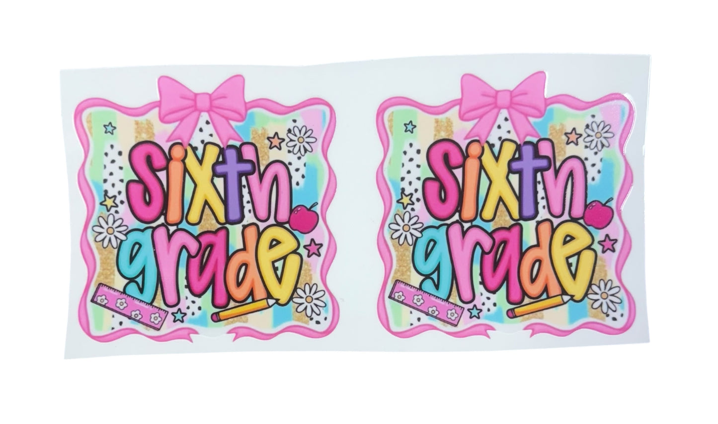 Students Grade Pink Bow 2x UV Cup Transfer