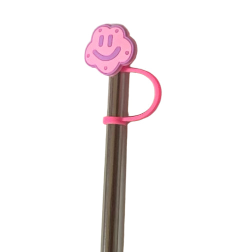 Pink Cloud Face Straw Topper