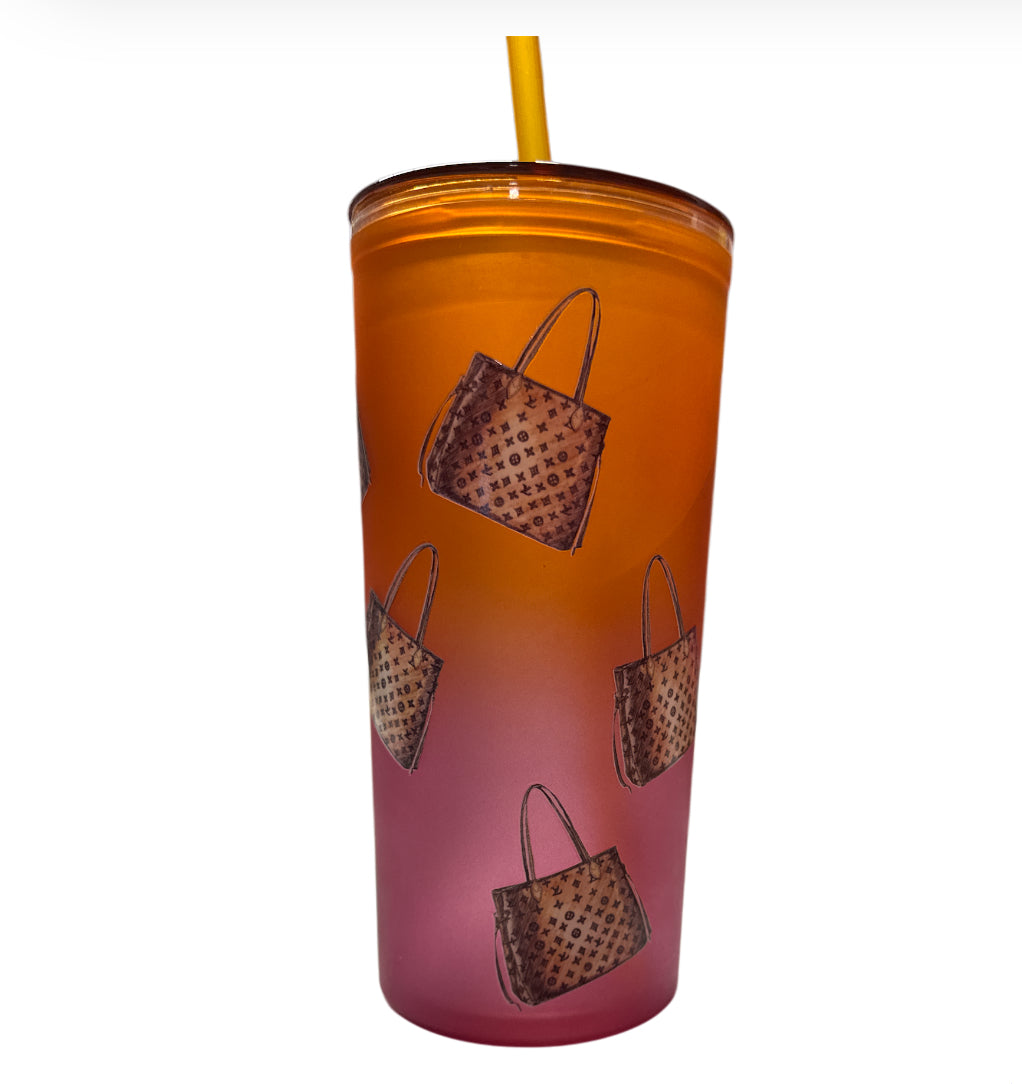 Lv pink orange tumbler