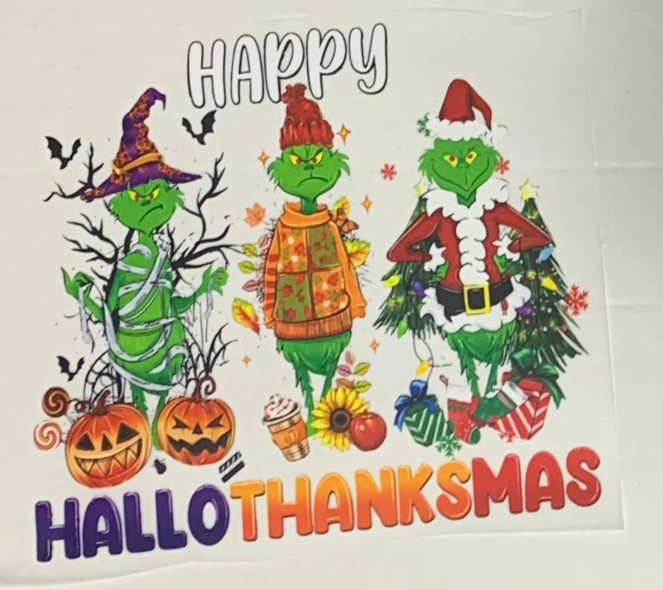 Grinch Fall Sweater Hallothanksmas DTF Heat Transfer